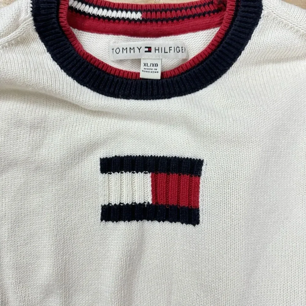 Vintage Tommy Hilfiger Knit Y2K Logo‎ Sweater XL Crewneck 2000s Preppy Academia - Picture 2 of 9
